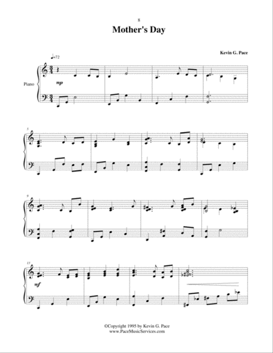 Mother's Day - original piano solo prelude Piano Solo scores gallery preview page 2