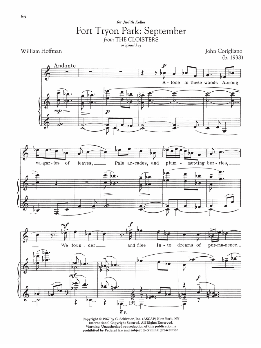 Fort Tryon Park: September High Voice scores gallery preview page 1
