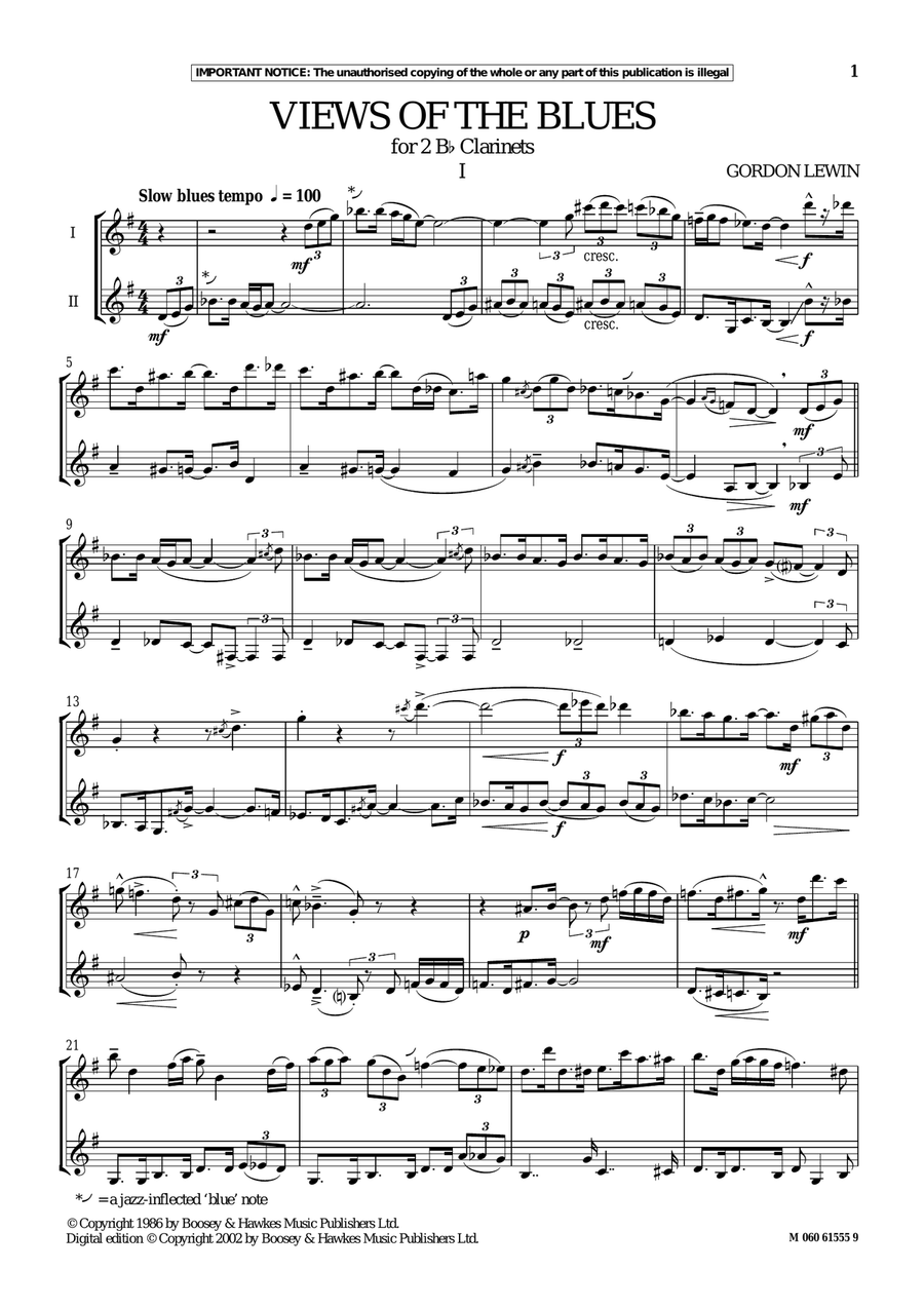 Views Of The Blues Clarinet Duet scores gallery preview page 1