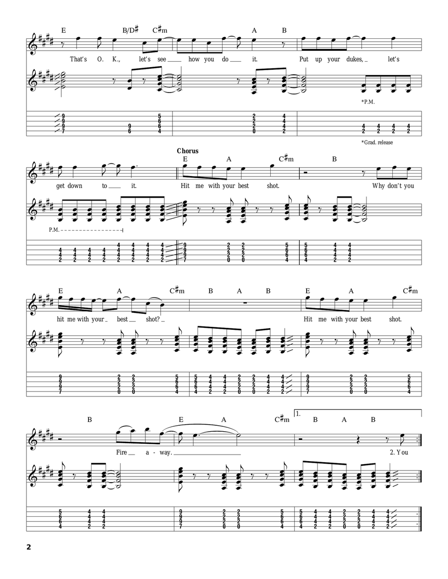 Hit Me With Your Best Shot Acoustic Guitar scores gallery preview page 2