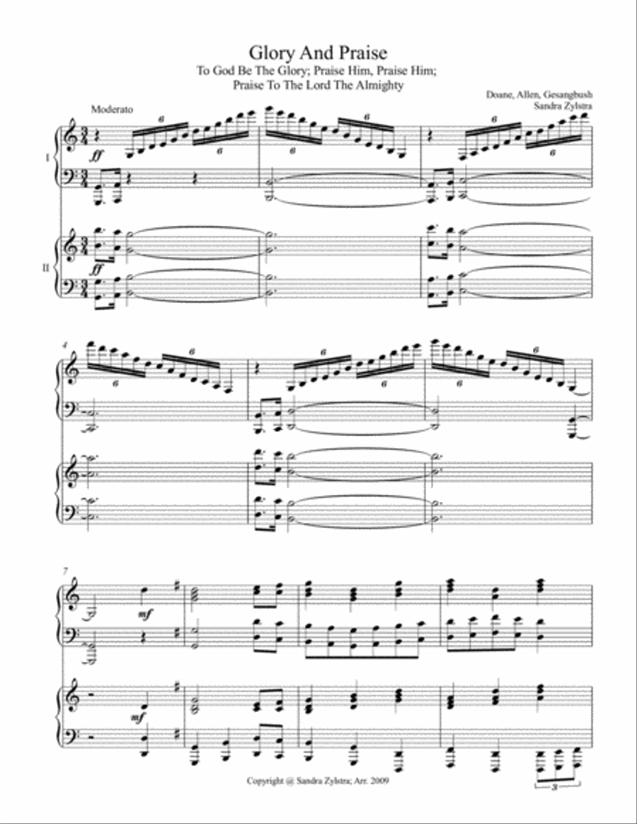 Glory and Praise (2 piano duet) 2 Pianos, 4-Hands scores gallery preview page 2