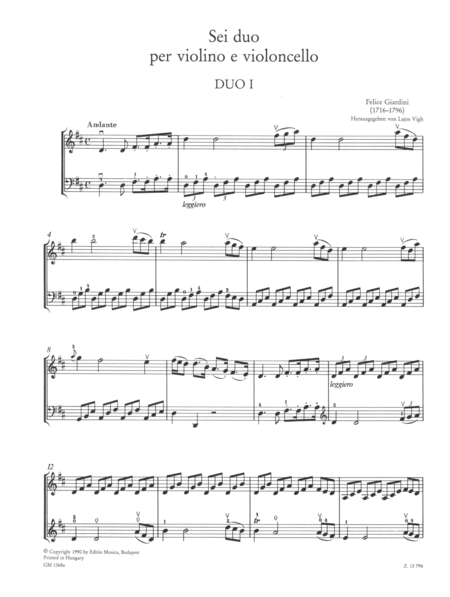 6 Duos for violin and cello, Volume 1