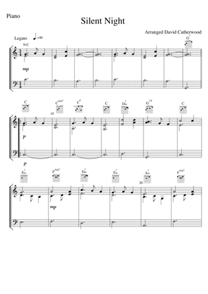 Silent Night - Easy Piano solo (with guitar chords added) arranged David Catherwood