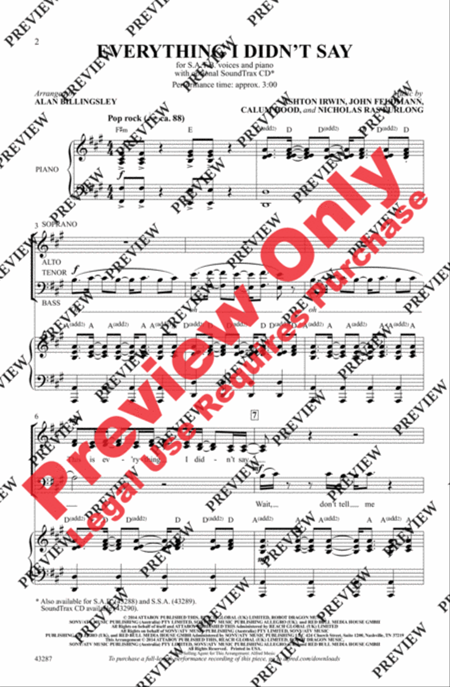 Everything I Didn't Say - SoundTrax CD (CD only) Choir scores gallery preview page 2