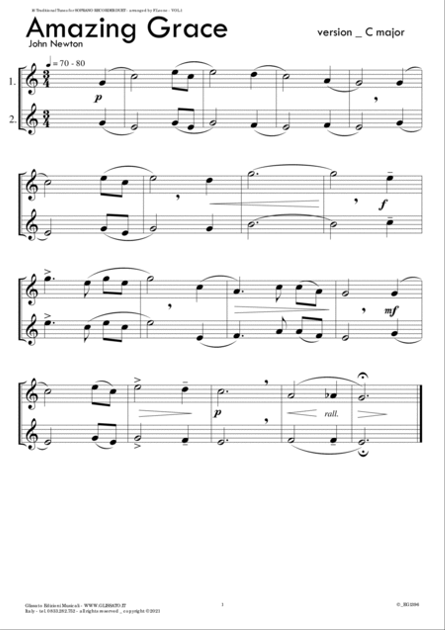 16 Traditional Tunes - 64 easy soprano recorder duets (VOL.1) Woodwind Duet scores gallery preview page 3