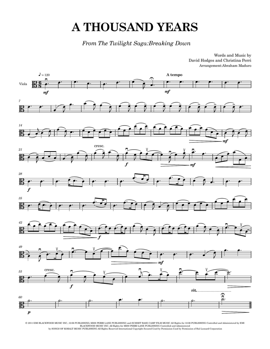 A Thousand Years String Duet scores gallery preview page 5