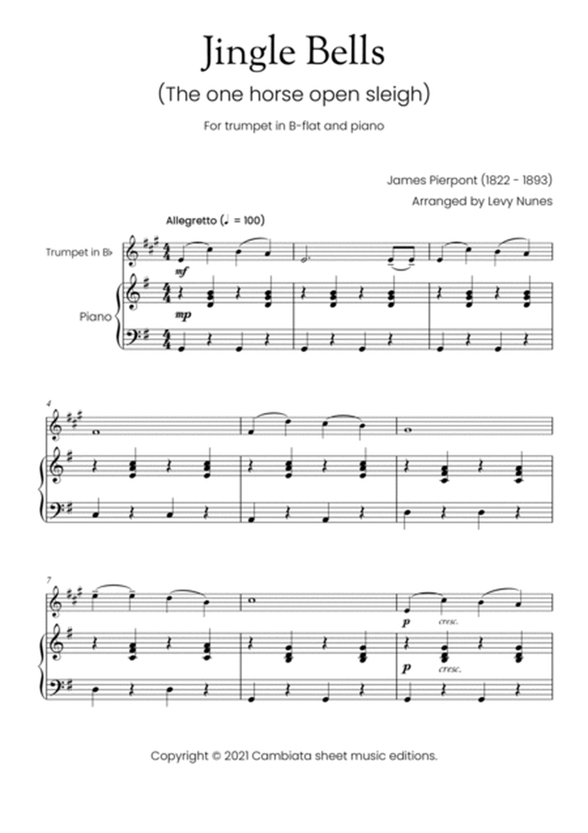 Jingle Bells - For B flat trumpet and piano accompaniment (Easy/Beginner) image number null