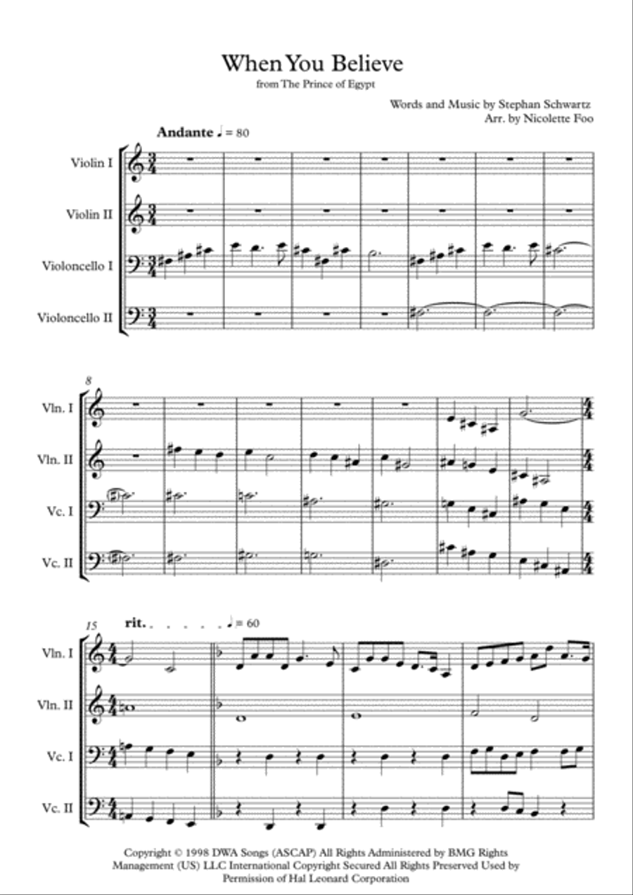 When You Believe (From The Prince Of Egypt) Small Ensemble scores gallery preview page 1