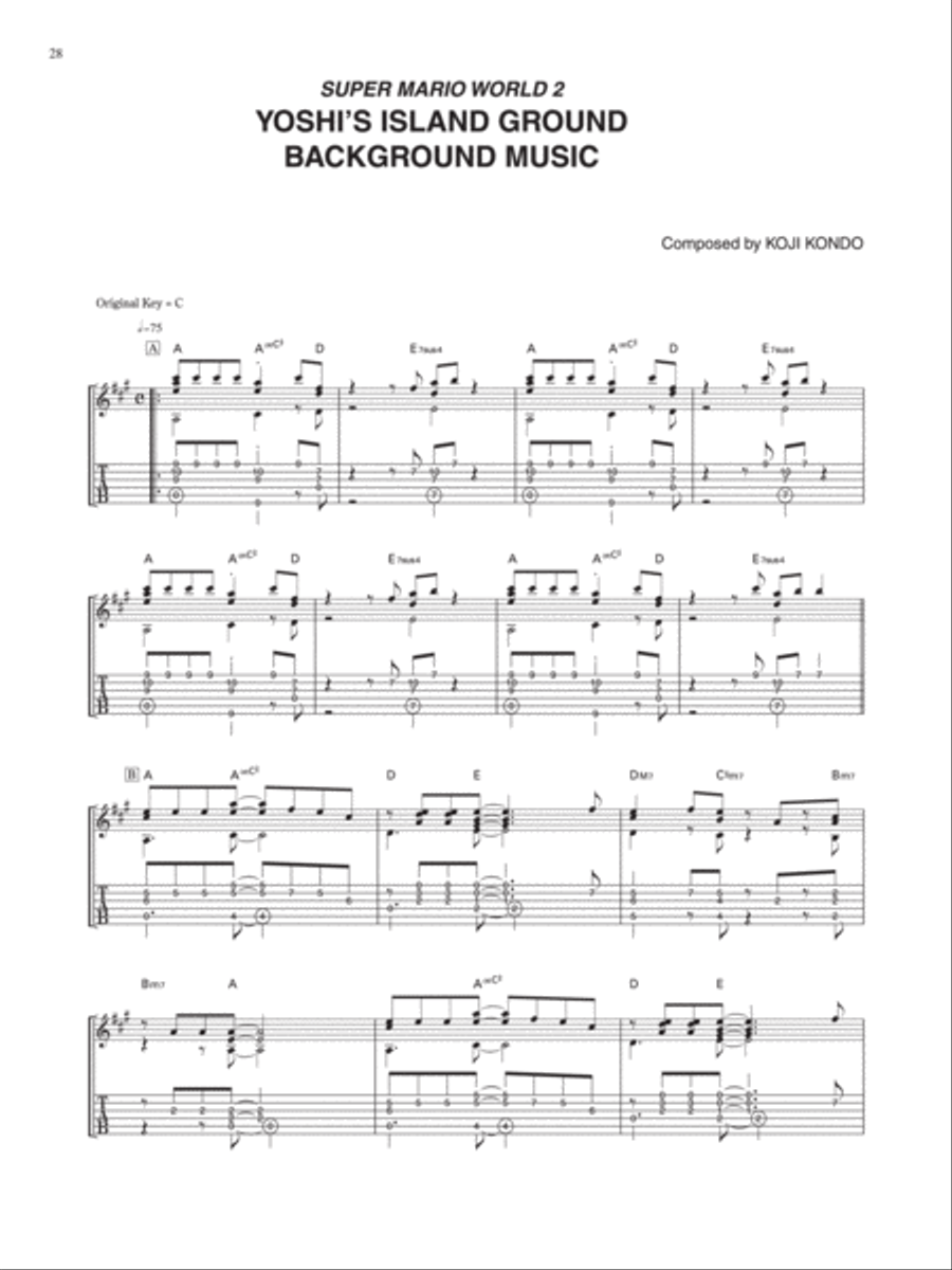 Super Mario World 2 Yoshi's Island Ground Background Music Electric Guitar scores gallery preview page 1