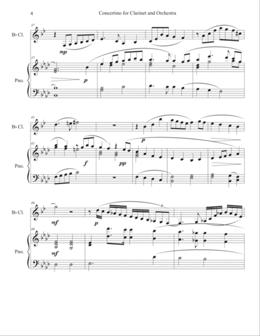 Concertino for Clarinet and Orchestra Clarinet Solo scores gallery preview page 4