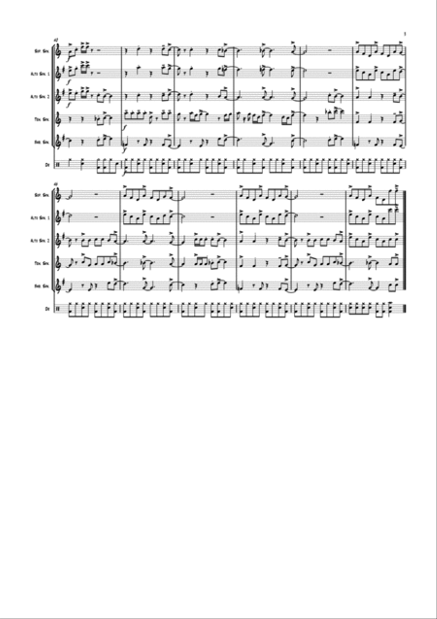 Thank You Thank You Saxophone Quartet scores gallery preview page 3