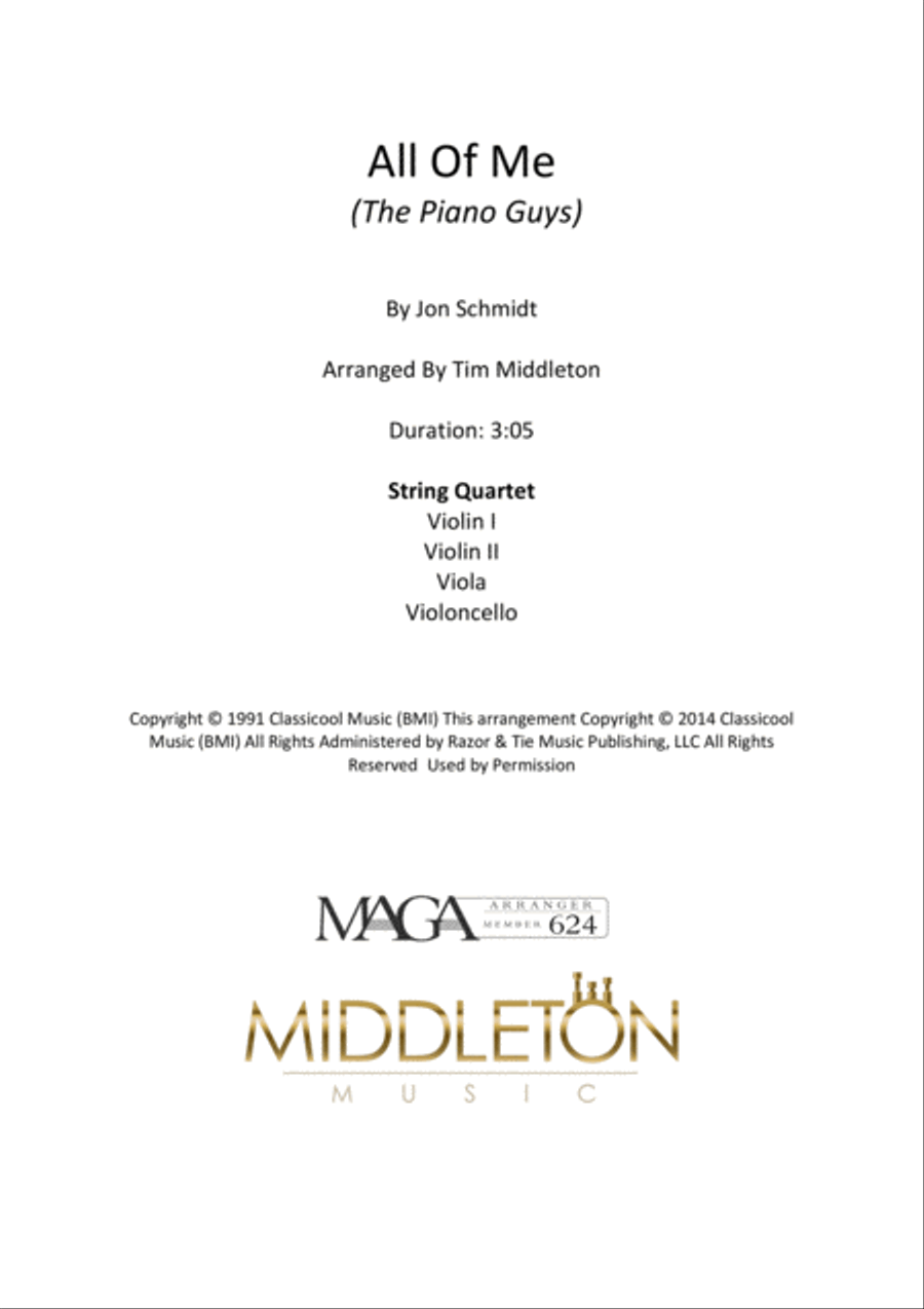 All Of Me String Quartet scores gallery preview page 1