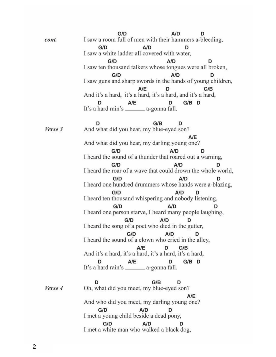 A Hard Rain's A-Gonna Fall Acoustic Guitar scores gallery preview page 2