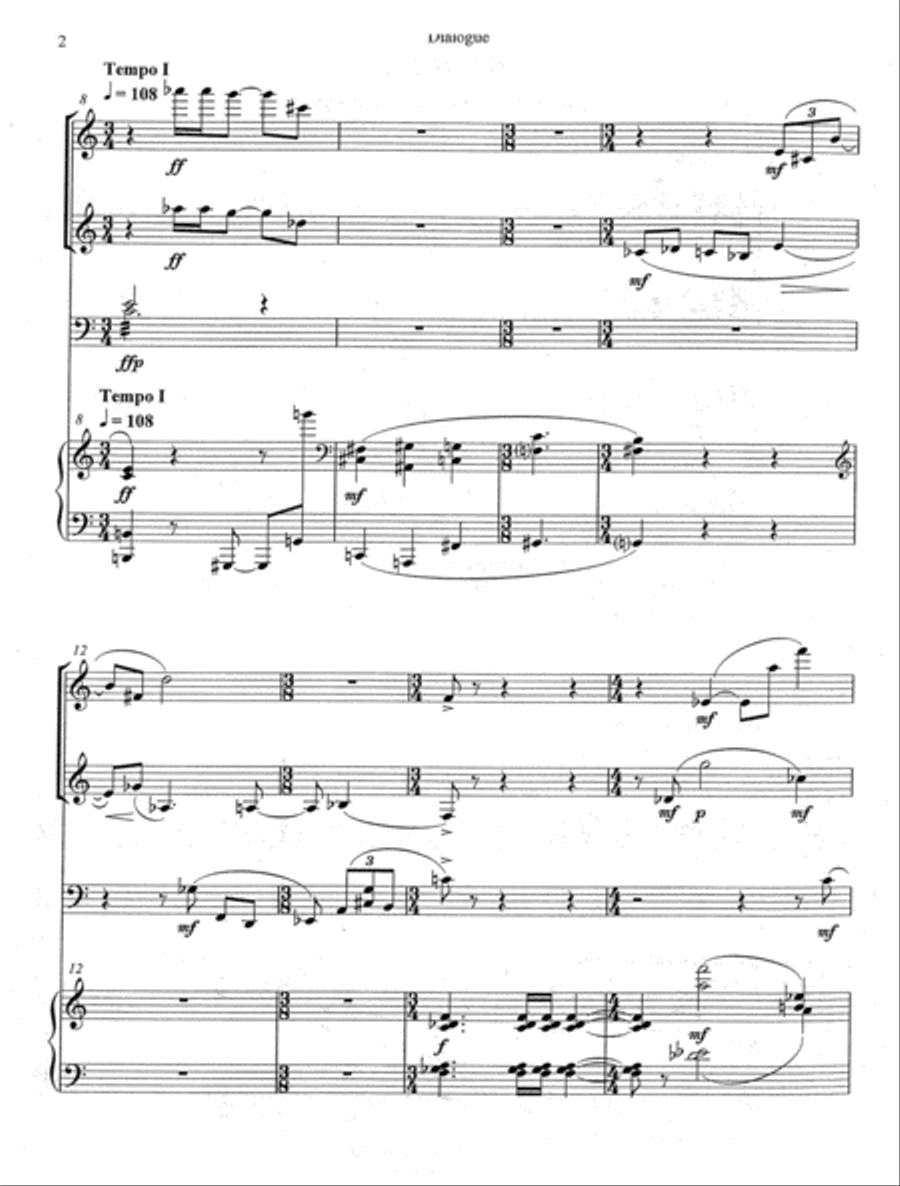 [Pleskow] Dialogue for Piano and Three Instruments Small Ensemble scores gallery preview page 4