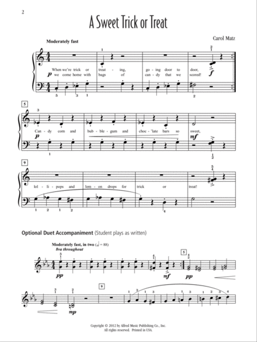 A Sweet Trick or Treat Easy Piano scores gallery preview page 2