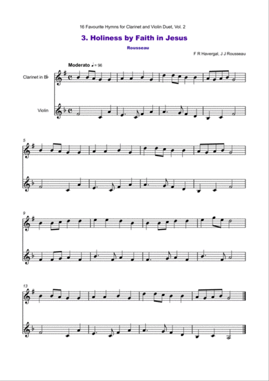 16 Favourite Hymns Vol.2 for Clarinet and Violin Duet Clarinet scores gallery preview page 4