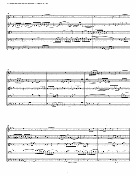 Prelude 05 from Well-Tempered Clavier, Book 2 (String Quintet) image number null
