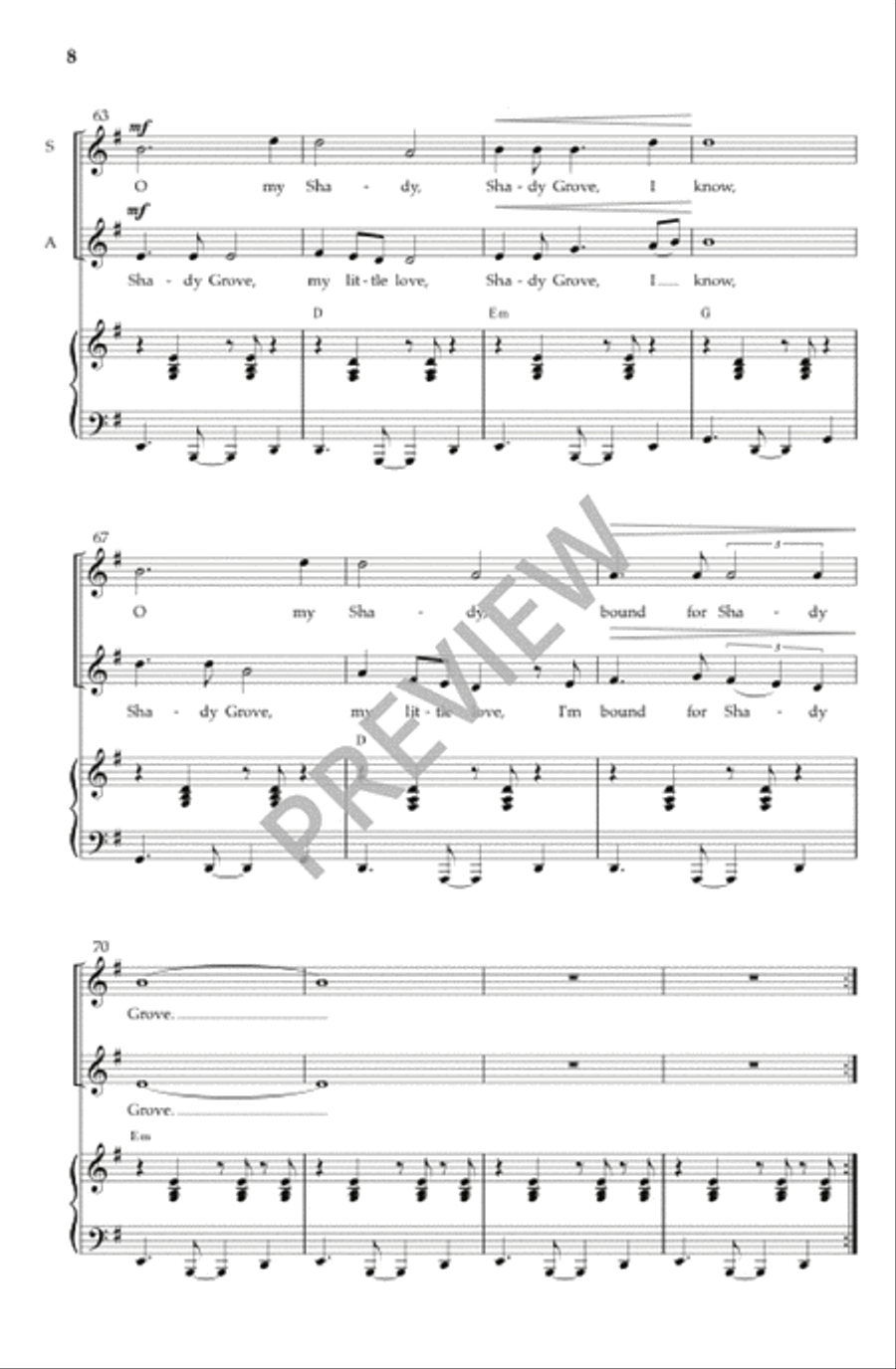 Shady Grove (Vocal Score) SSA scores gallery preview page 9