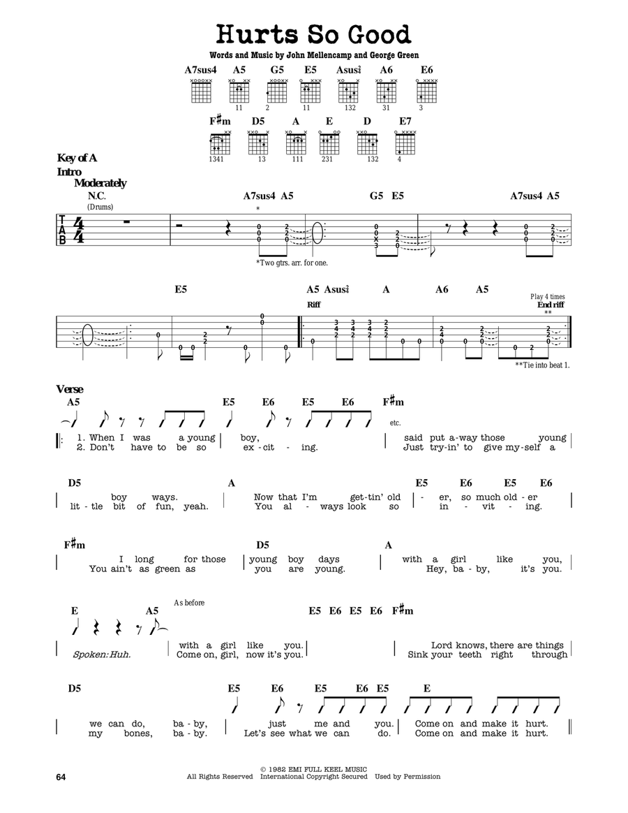 Hurts So Good Hurts So Good Electric Guitar scores gallery preview page 1