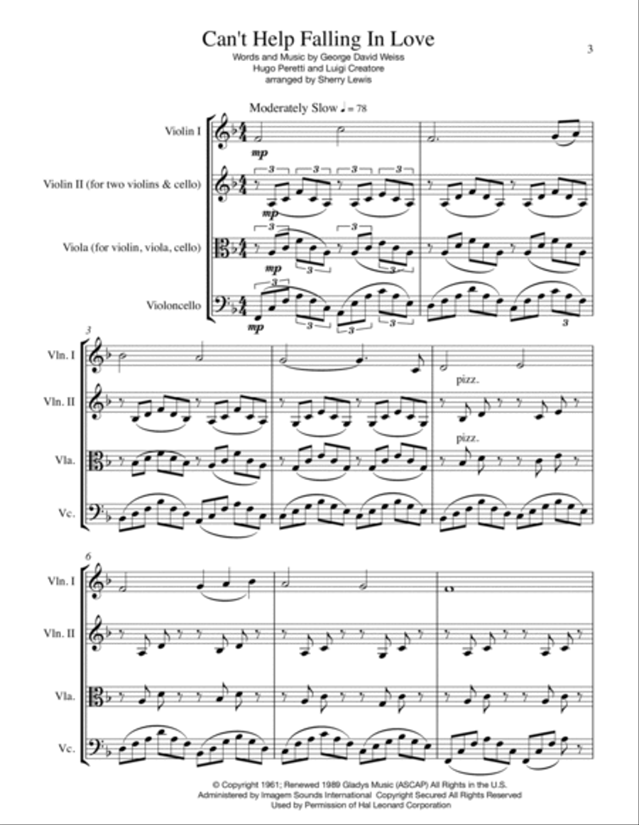 Can't Help Falling In Love String Trio scores gallery preview page 5