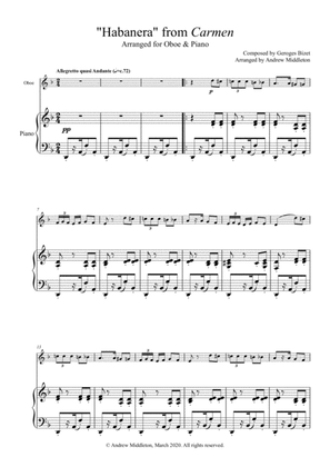 Habanera from Carmen arranged for Oboe and Piano