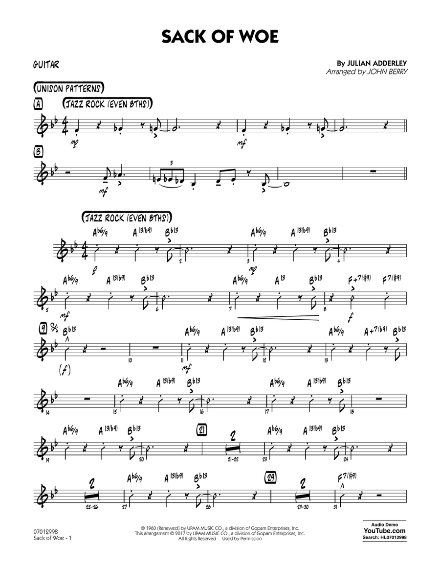 Sack of Woe - Guitar Jazz Ensemble scores gallery preview page 1