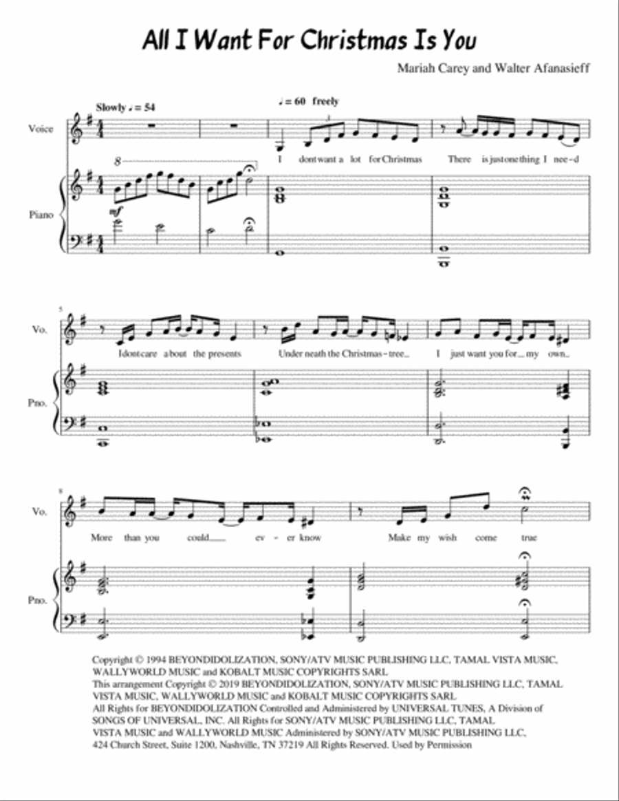 All I Want For Christmas Is You Voice scores gallery preview page 1