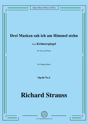 Book cover for Richard Strauss-Drei Masken sah ich am Himmel stehn,in f sharp minor,Op.66 No.4