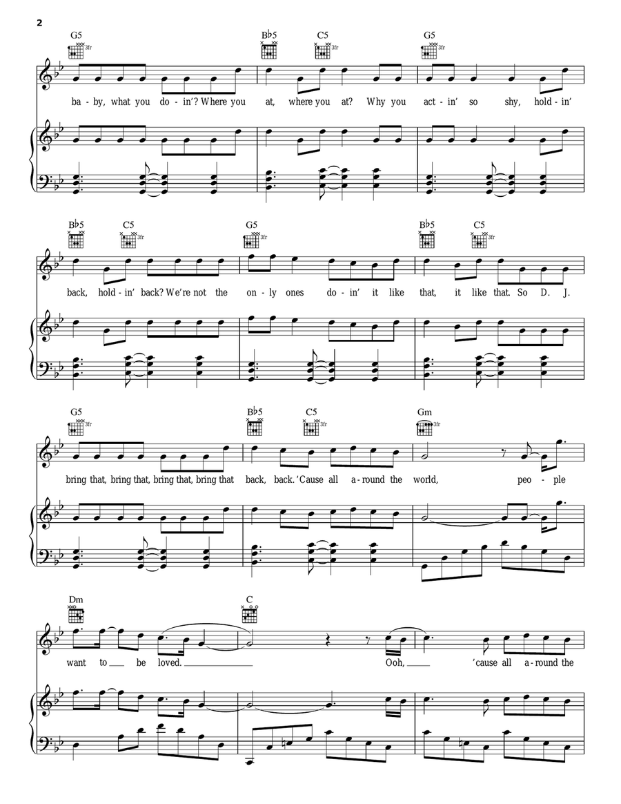 All Around The World All Around The World Piano, Vocal, Guitar scores gallery preview page 2