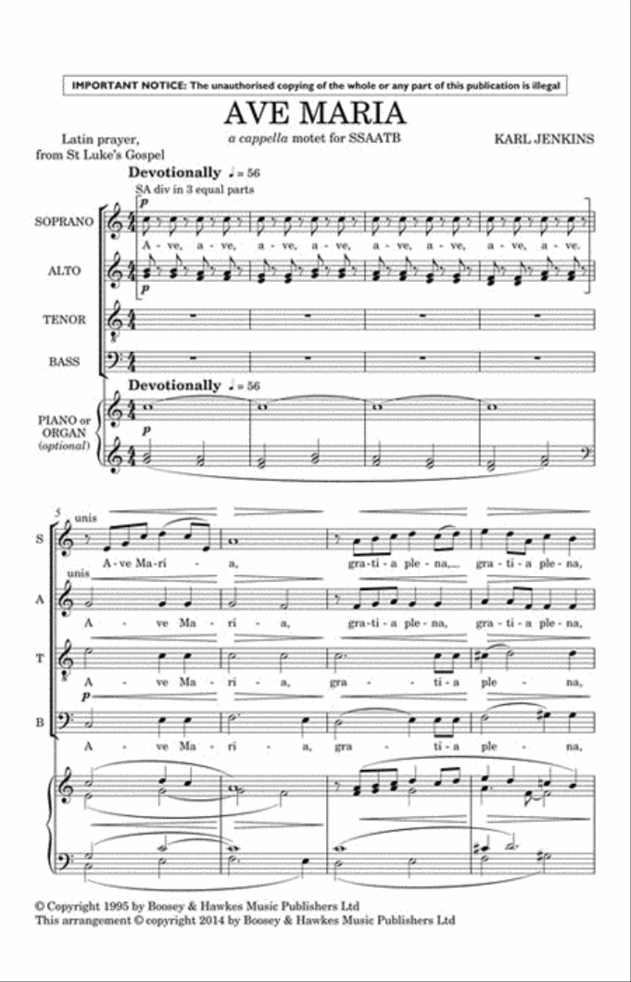 Ave Maria from Adiemus: Songs of Sanctuary SSAATB scores gallery preview page 2