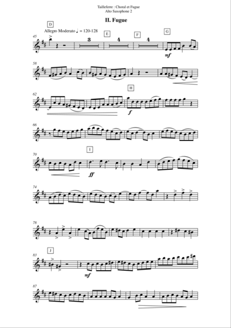 Germaine Tailleferre : Choral et Fugue, arranged for concert band by Paul Wehage - alto saxophone 2 Concert Band scores gallery preview page 3