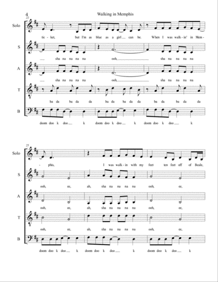 Walking In Memphis 4-Part scores gallery preview page 4