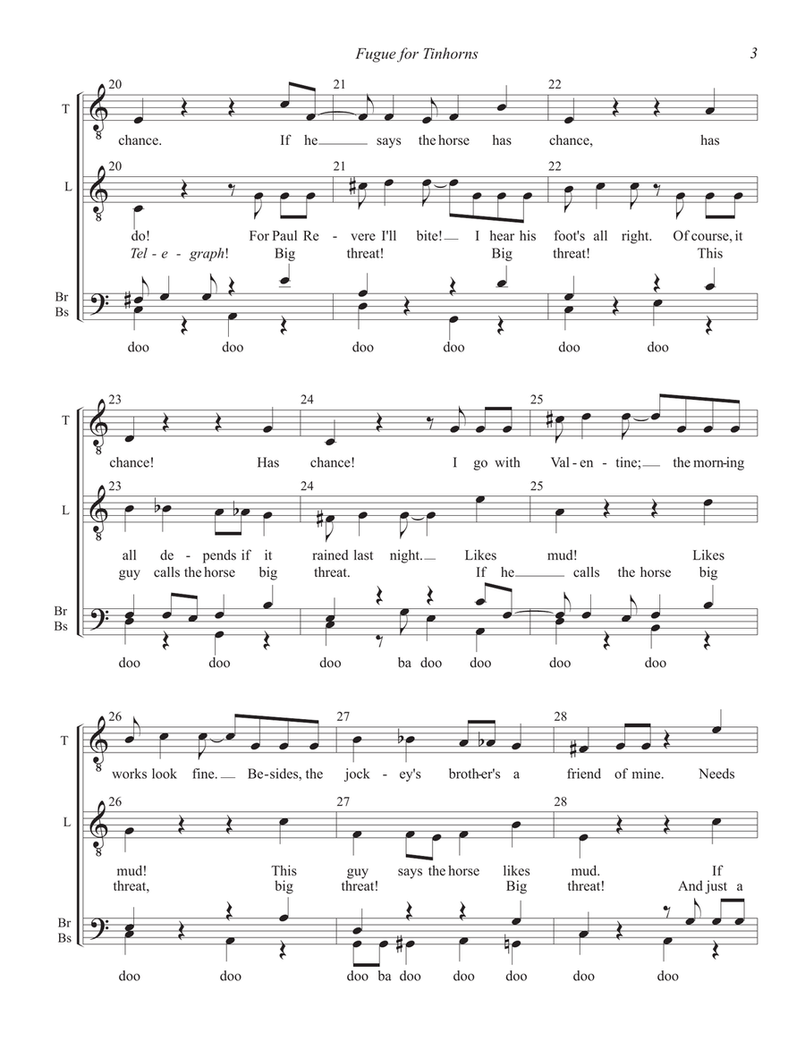 Fugue For Tinhorns TTBB scores gallery preview page 3