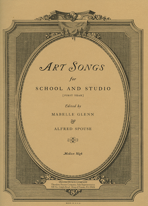 Book cover for Art Songs for School and Studio