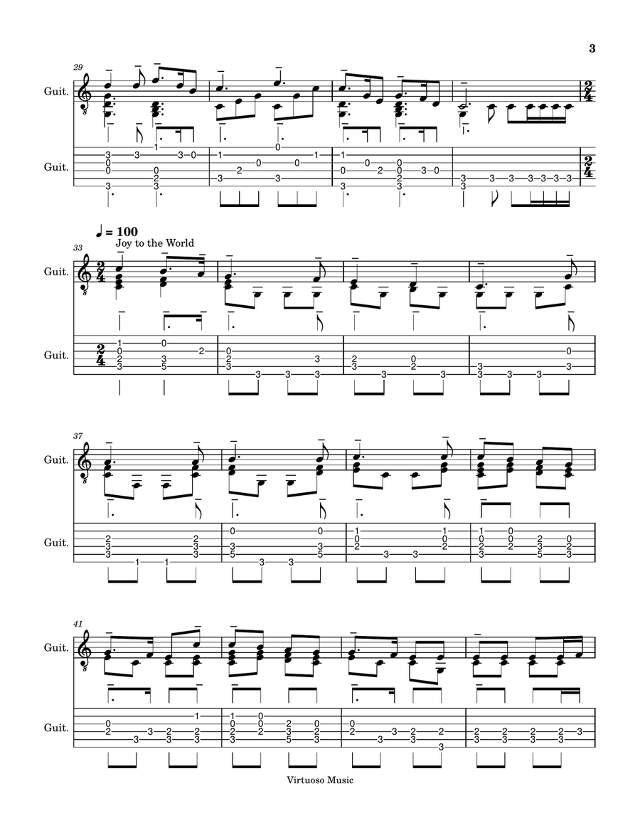 Guitar Christmas Medley - O Little Town of Bethlehem, Silent Night Holy Night, Joy to the World Acoustic Guitar scores gallery preview page 3