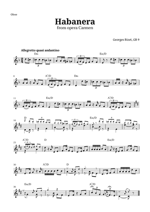 Book cover for Habanera from Carmen by Bizet for Oboe with Chords