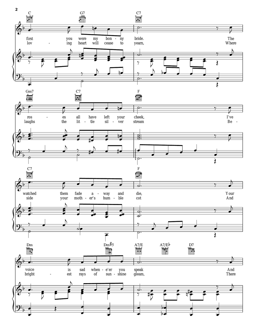 I'll Take You Home Again, Kathleen Piano, Vocal, Guitar scores gallery preview page 2