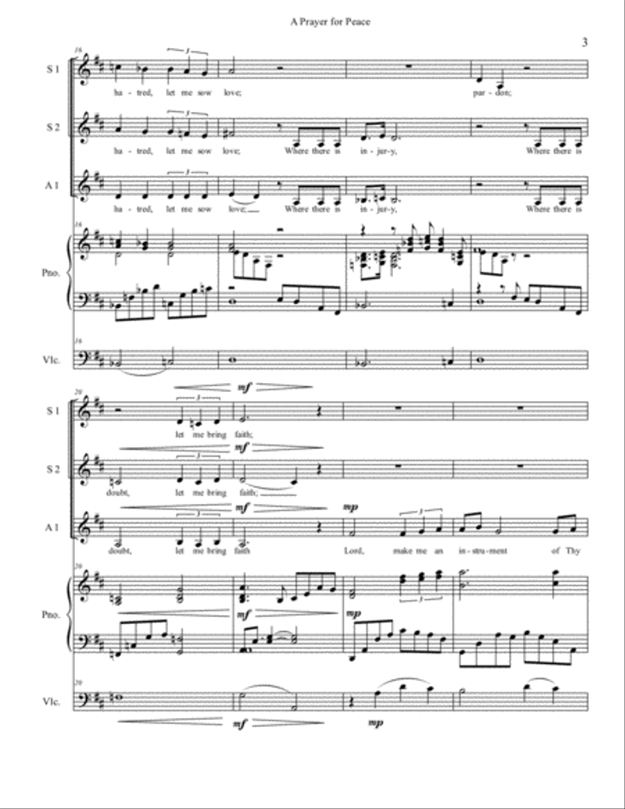 A Prayer for Peace A Prayer for Peace SSA scores gallery preview page 3