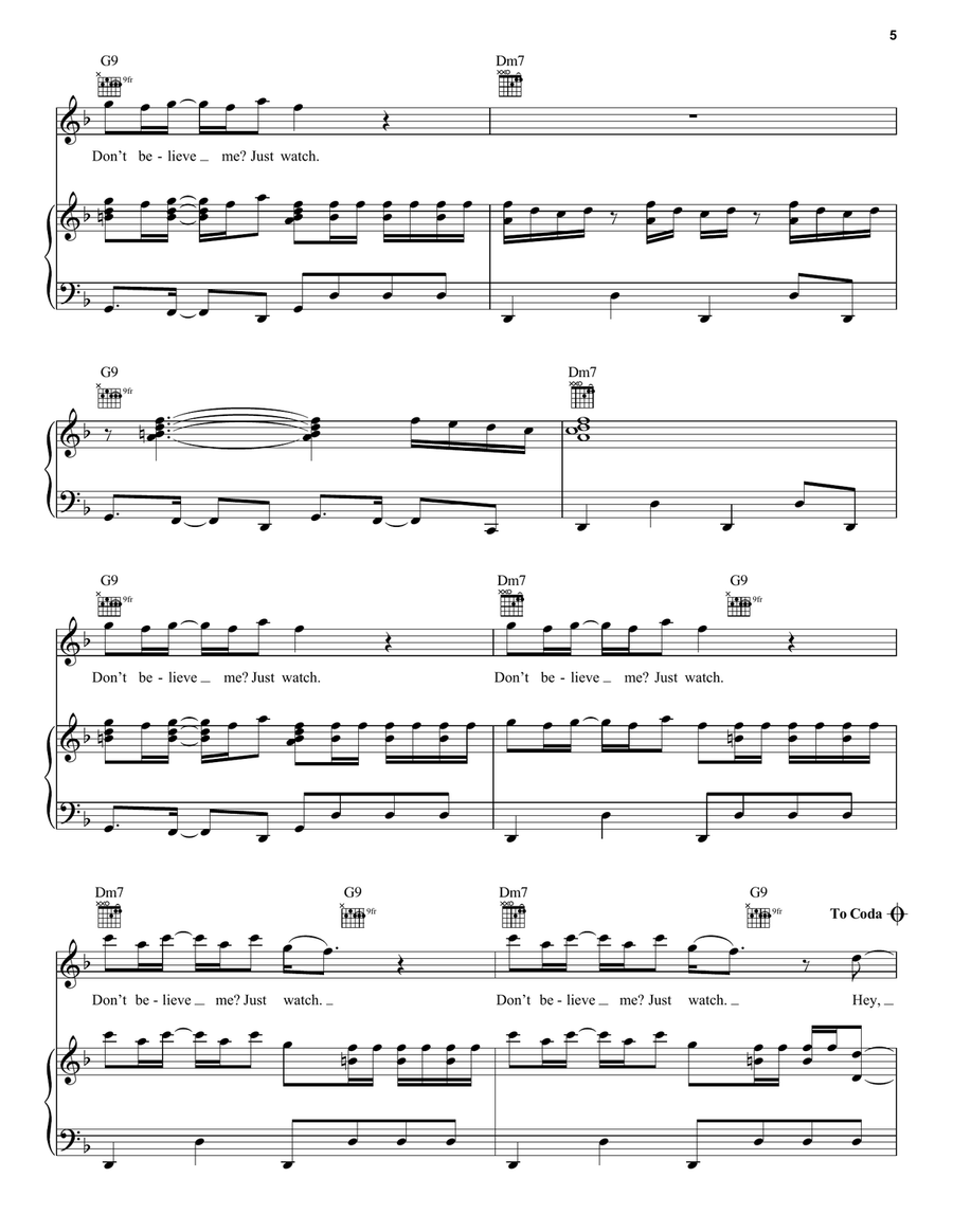 Uptown Funk (feat. Bruno Mars) Piano, Vocal, Guitar scores gallery preview page 5