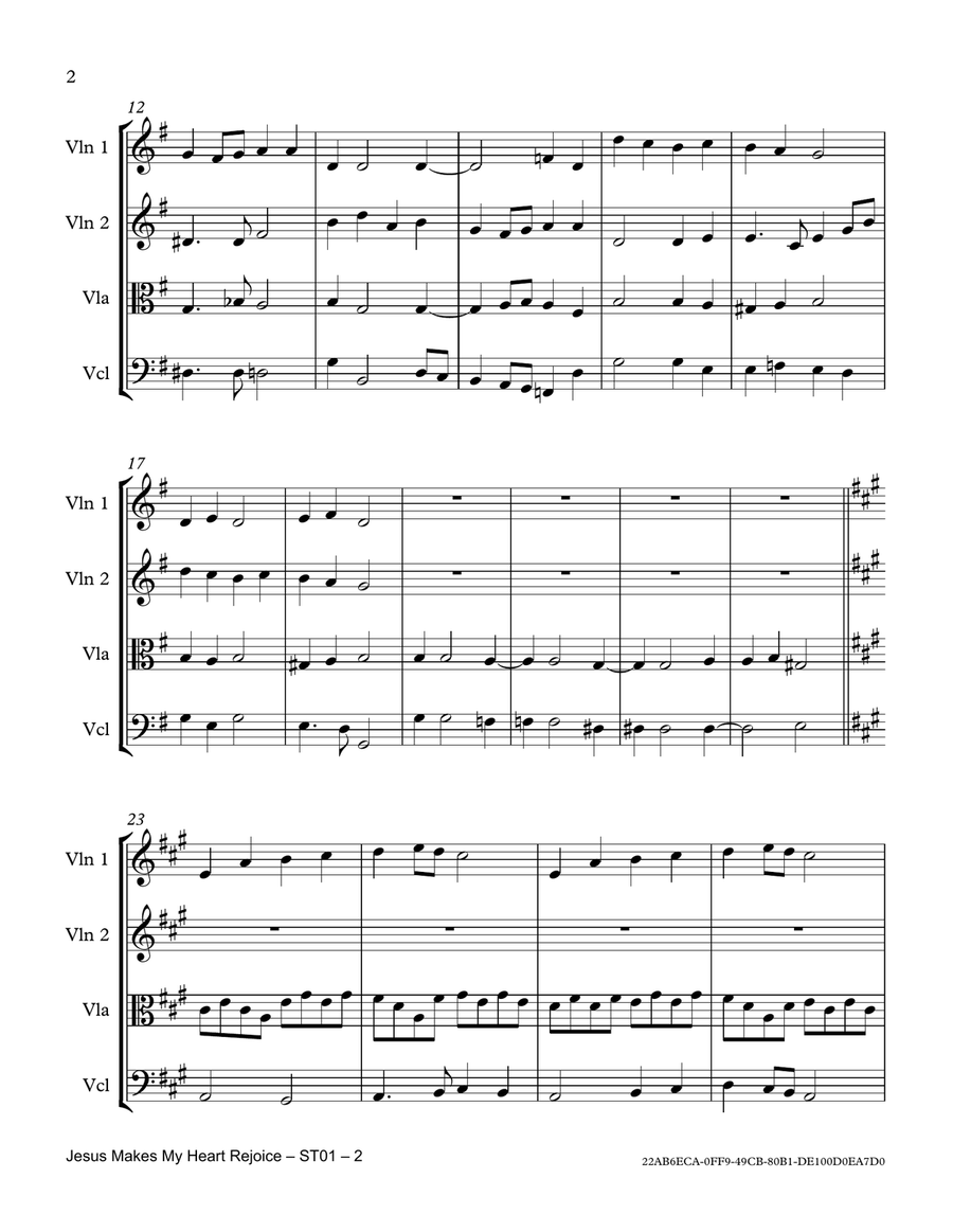 Jesus Makes My Heart Rejoice String Quartet scores gallery preview page 2