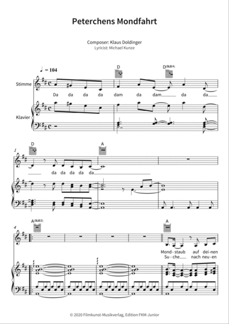 Peterchens Mondfahrt Piano, Vocal, Guitar scores gallery preview page 3