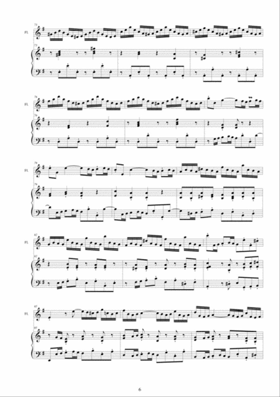 Bach - Flute Sonata in E minor BWV 1034 for Flute and Harpsichord (or Piano) Flute Solo scores gallery preview page 6