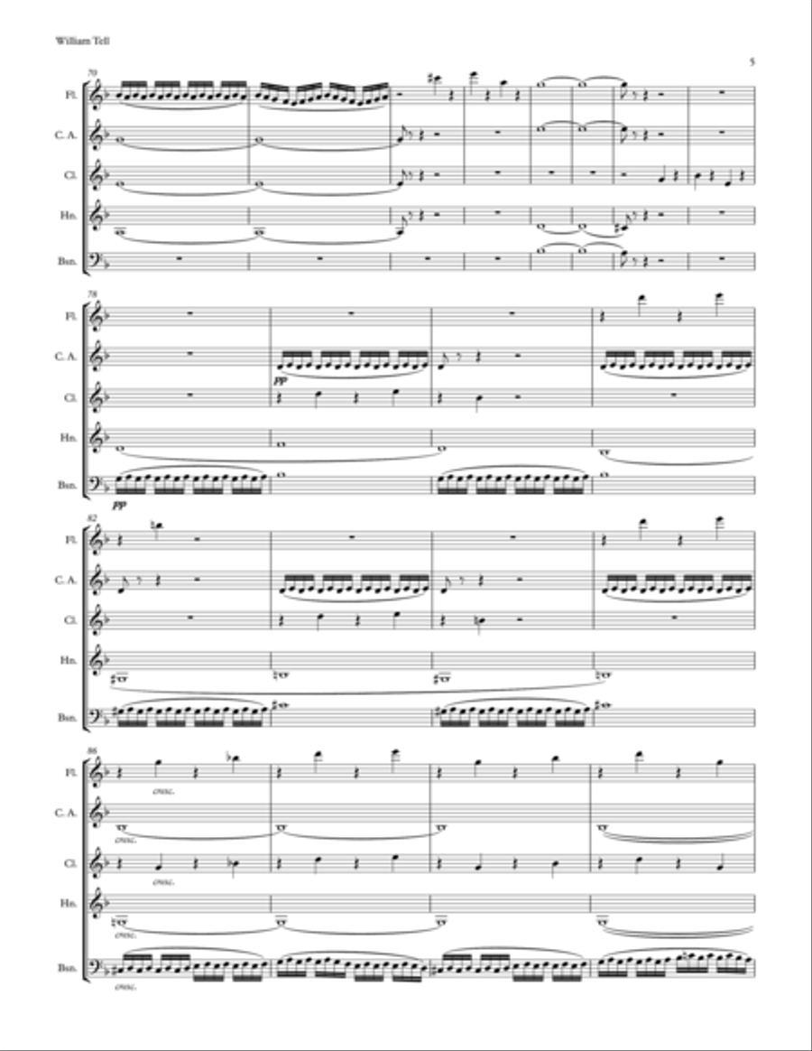 Rossini: William Tell Overture in D for Woodwind Quintet Woodwind Quintet scores gallery preview page 5