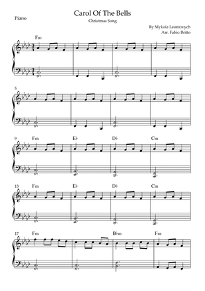Carol Of The Bells (Christmas Song) for Easy Piano Solo with Chords (Ab/Fm)