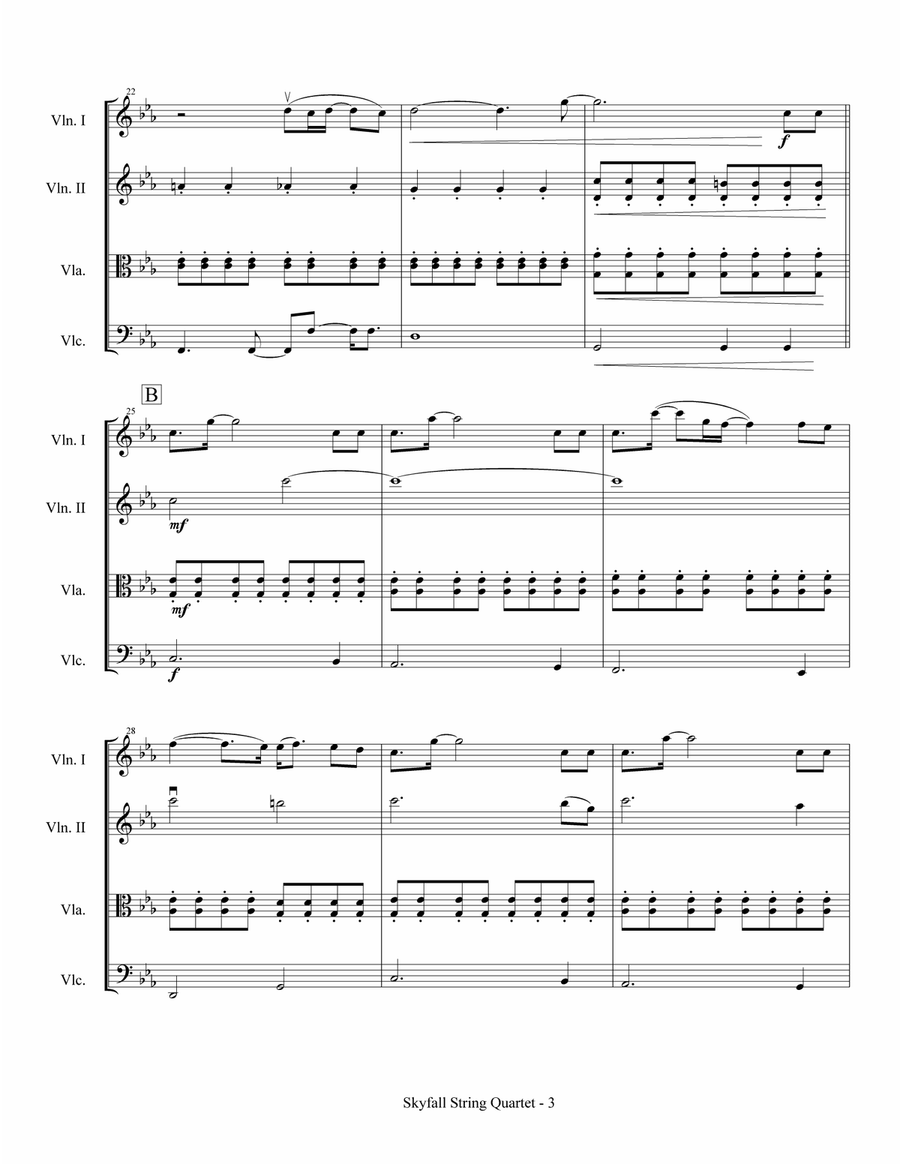 Skyfall Skyfall String Quartet scores gallery preview page 4