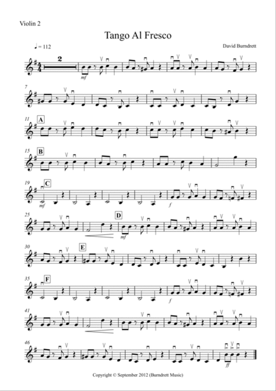Tango Al Fresco For Beginning String Quartet Tango Al Fresco For Beginning String Quartet String Quartet scores gallery preview page 6