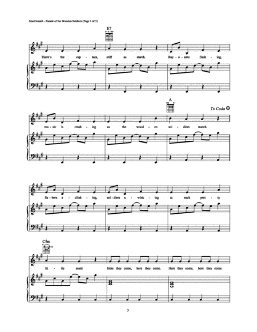 Parade of the Wooden Soldiers Piano, Vocal, Guitar scores gallery preview page 3