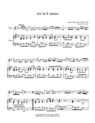 Air in E Minor for flute/violin and piano/piano trio (cello part ad lib.)