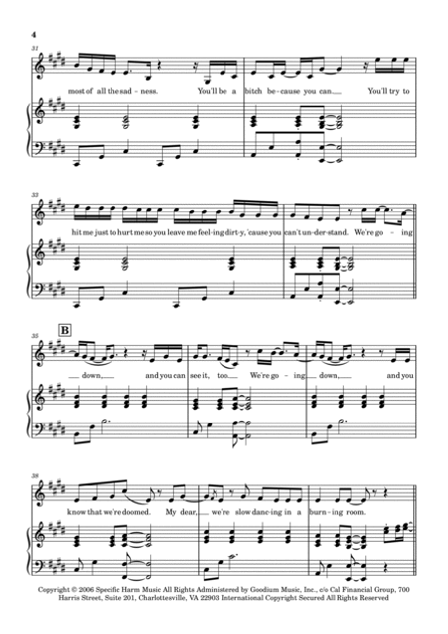 Slow Dancing In A Burning Room Voice scores gallery preview page 4