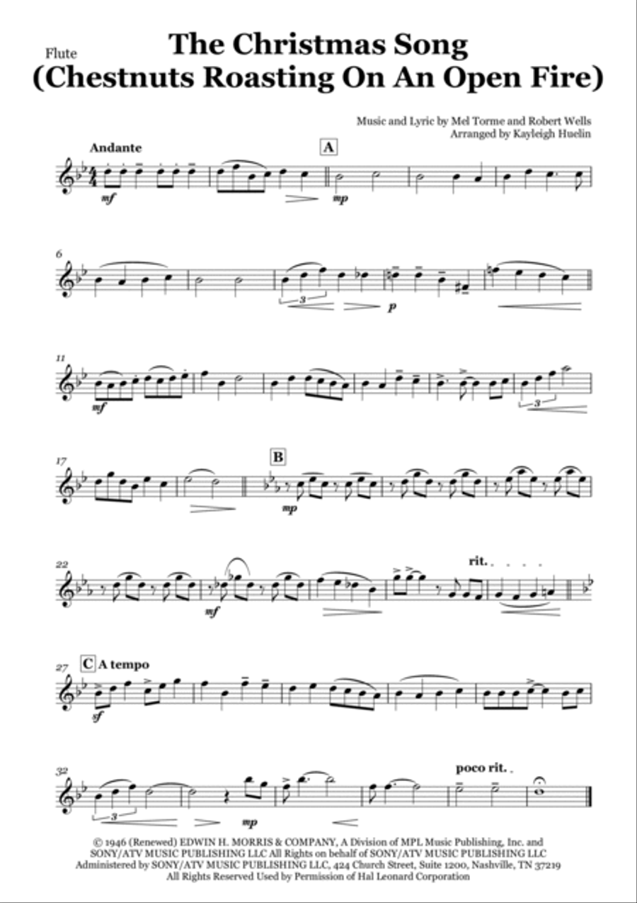 The Christmas Song (chestnuts Roasting On An Open Fire) Woodwind Quintet scores gallery preview page 4
